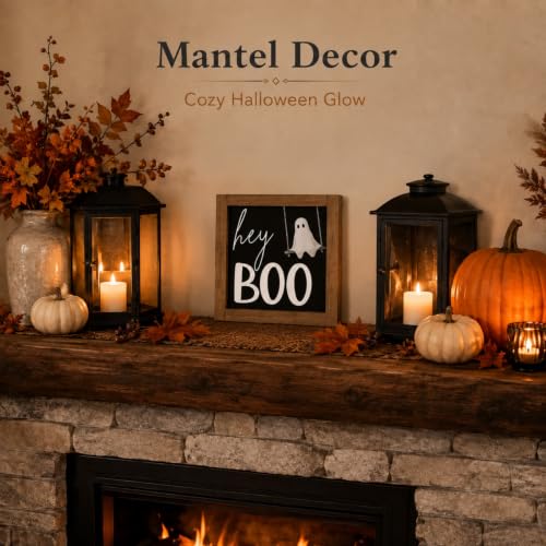 Halloween Ghost Sign - Hey Boo Wall Decor Tiered Tray Black-8