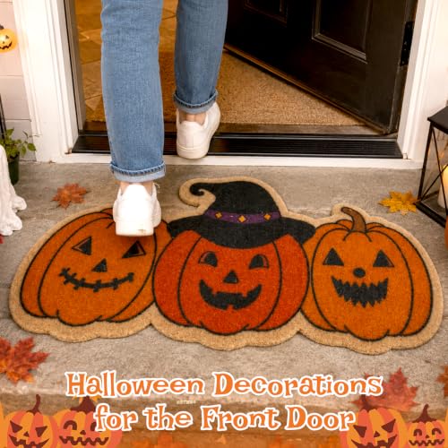 Halloween Door Mat Pumpkin Patterned Doormat 30x17in - Orange Variation