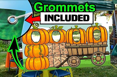Pumpkin Patch Face Cutout Banner - 42x72 Inch Fall Photo Prop for Parties
