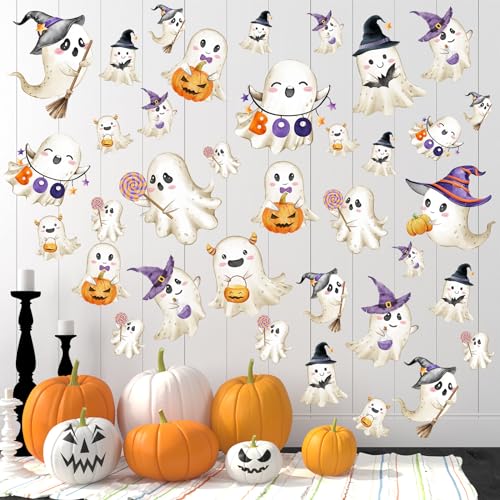 Halloween Ghost Wall Decals - Removable Stickers for Party & Home Decor - 74 Pieces - Variation: Ghost