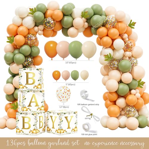 Baby Shower Decorations Kit with Pumpkin Theme for Fall Gender Reveal Party