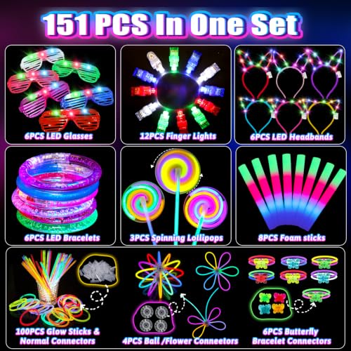 Glow in the Dark Party Supplies Kit for Kids & Adults Neon Decorations