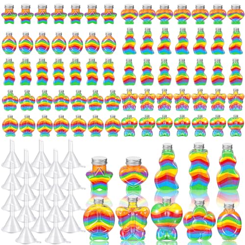 Plastic Sand Art Bottles with Aluminum Caps - 100 Pcs DIY Craft Containers, 10 Shapes - Aluminum Cap Variation