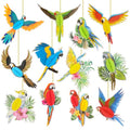 Tropical Parrot Honeycomb Paper Cutouts - 12 PCS Hawaiian Bird Decorations - Color 2