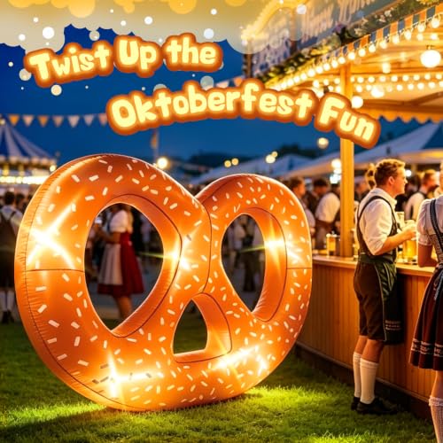 8FT Inflatable Pretzel Decoration for Oktoberfest Beer Festival Outdoor & Indoor