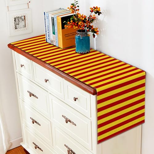 Vohado Wizard Table Runner 13x72 Inches Halloween Witch Party Decor Red & Gold Stripes