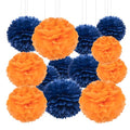 AWELL Royal Blue and Orange Tissue Pom Poms Paper Flower 12pc - Black Variation