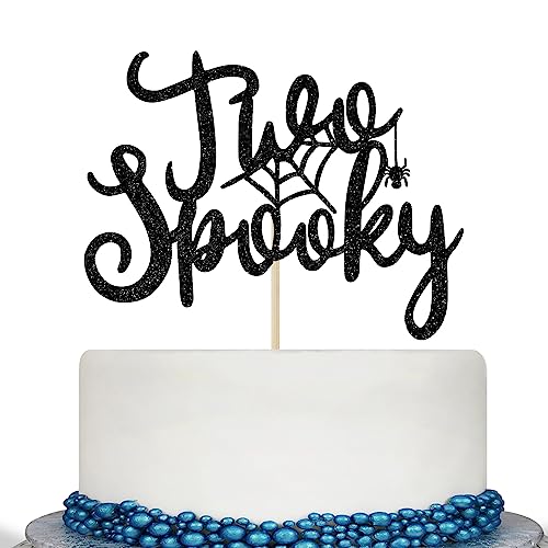 Halloween Birthday Cake Topper - Spooky Black Glitter Decoration for 6-10 Inch Cakes