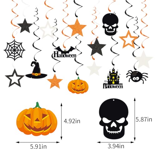 Halloween Wall & Ceiling Decorations Streamers Kit - Black, Orange, White - Indoor Party Decor