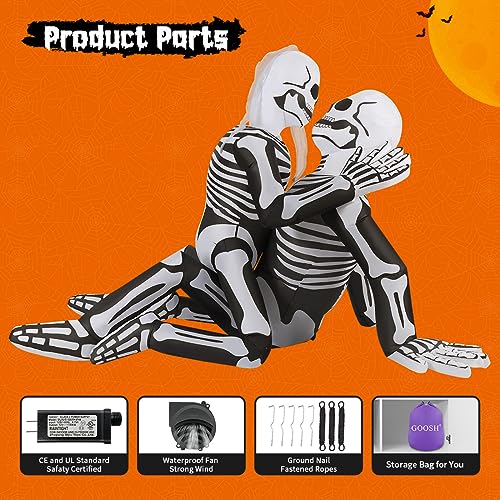 6.5 FT Inflatable Skeleton Couple Halloween Yard Decoration with Built-in LEDs