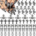 Halloween Nail Charms Set - 70pcs 3D Cross Snake Bow & Planet Black Variation 2