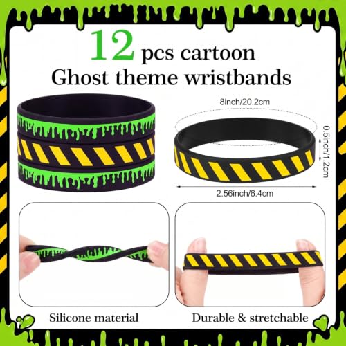 Ghost Party Favors Set - Halloween Sunglasses & Wristbands - 12 Pieces - Variation of Ghost