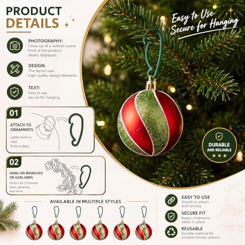 Christmas Ornament Hooks 100 Pcs Green Plastic Tree Decorations