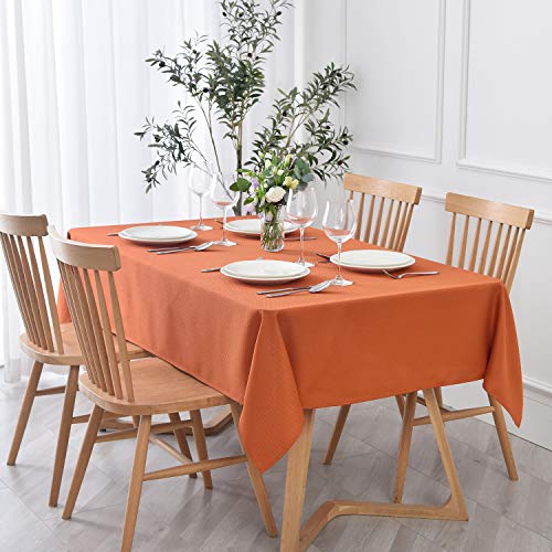 70x52 Inch Waterproof Textured Tablecloth - Rust, Spillproof & Wrinkle-Free