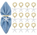 Wood Bead Starfish Napkin Rings Set of 12 Coastal Beach Table Decor