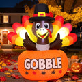 Inflatable Thanksgiving Turkey with LED Lights for Outdoor Yard Garden Holiday Decor