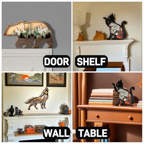 Wood Carving Horse Wall Decor - Handcrafted Animal Figurine for Home & Holiday