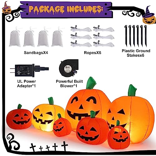 7.5 Ft Halloween Inflatable Pumpkin Decoration with Lights - Yard & Garden Outdoor Decor