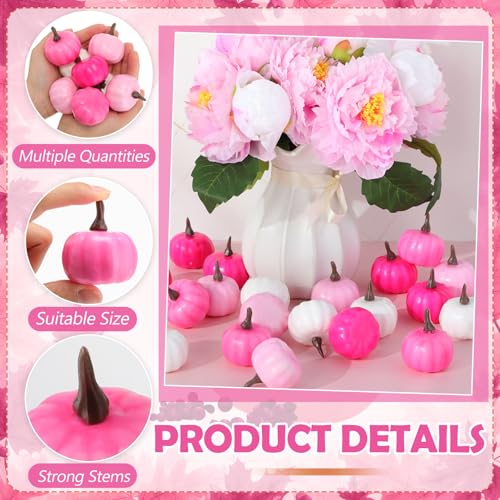 Pink Series Mini Foam Pumpkin Ornaments - Fall Decor, 48 Pieces