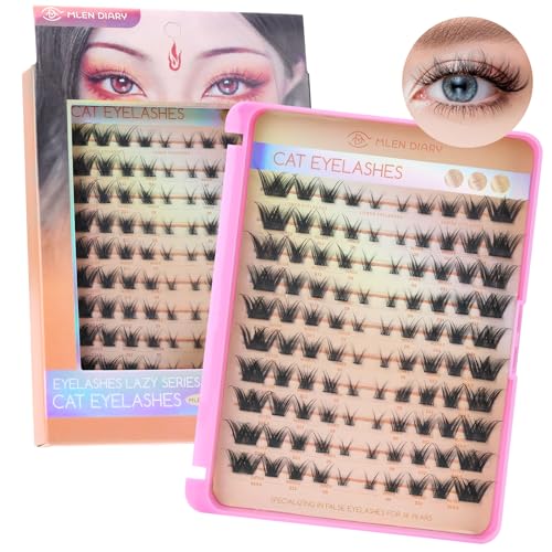 MLEN DIARY 100 Clusters Mink False Eyelashes - 09-NMHX, Natural 4D Fox Eye Look