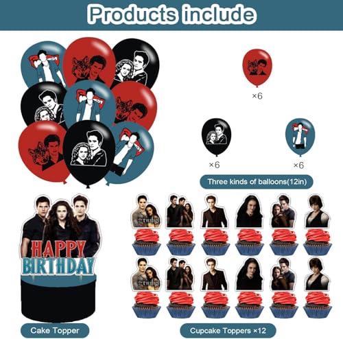 Vampire Birthday Party Supplies Balloons Cupcake & Cake Toppers Set
