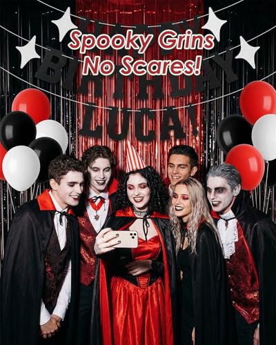 Vampire Themed Birthday Banner & Balloon Set - Happy Birthday Loca