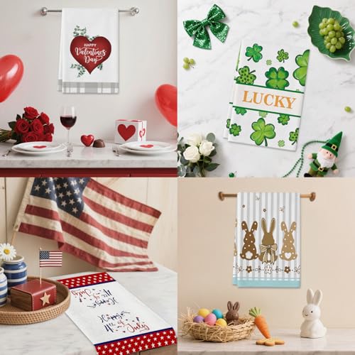Seasonal Kitchen Towels and Dishcloths Set - 20 Pack, 18x26 Inches