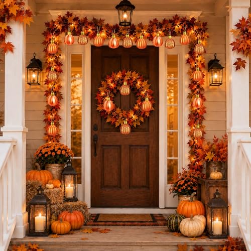 Orange Pumpkin Christmas Tree Ornaments Set of 24 - Fall & Thanksgiving Decor
