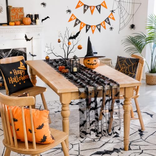 Halloween Black Bat Table Runner 29x120 Inch Fabric Decor - Variation of THIS listing