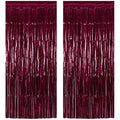 GCB 2-Pack Burgundy Metallic Tinsel Fringe Curtains for Party Backdrop & Door Decor