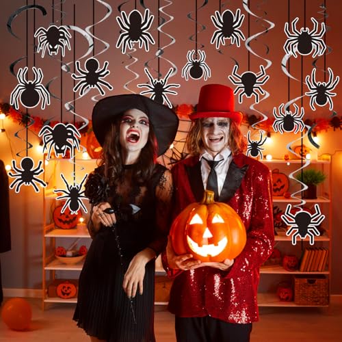 Halloween Spider Web Decorations Set - Black Cobwebs, Spiders & Swirls for Party & Haunted House