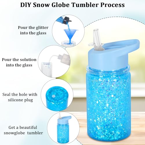 8 Pack 10oz Plastic Snow Globe Tumblers for Kids with Lids - Variation of 8