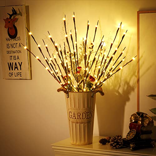 2 Pack LED Lighted Branches - Battery Operated Willow Tree Lights, Warm White