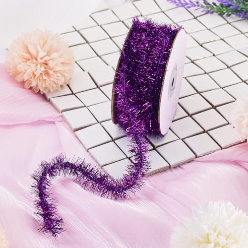 Purple Tinsel Garland for Christmas Party Decor - 32.81 ft - Variation A