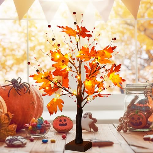 Lighted Fall Maple Tree Decor for Home & Events - Autumn Table Centerpiece