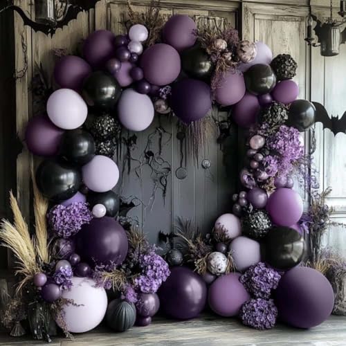 Black Purple Balloon Arch Kit Double Stuffed Dark Purple & Black Halloween Party Decorations – Variation of THIS listing