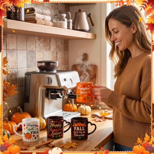 Pickmesh Fall Colorful Coffee Mug Set of 6 - 10 oz Ceramic Autumn Drinkware
