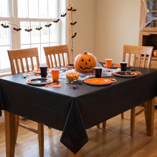 Disposable Black Rectangle Plastic Tablecloth - 54 x 108 Inches, Pack of 10