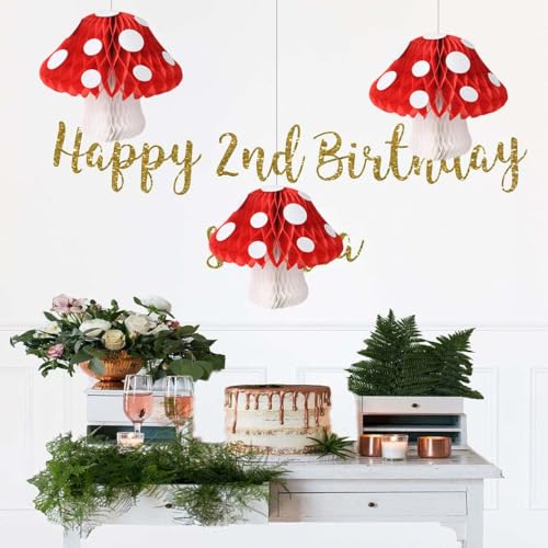 Red Mushroom Honeycomb Decorations Set for Party & Event Decor