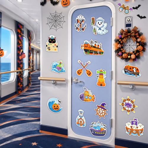 Halloween Cruise Door Magnets Set - Reusable Magnetic Stickers for Cars & Refrigerators