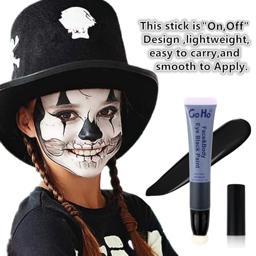 Go Ho Black Face Paint - Waterproof Body & Face Makeup for Halloween Cosplay - Variation: Black