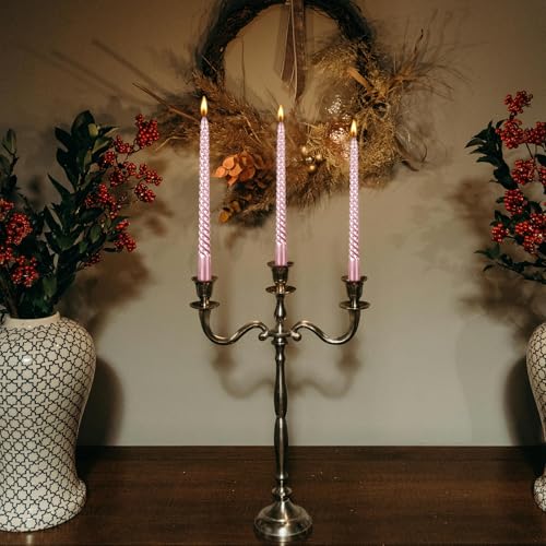 Pink Taper Candles 4 Pack - Unscented Dripless 10 Inch Tall Candles for Dinner Halloween Party