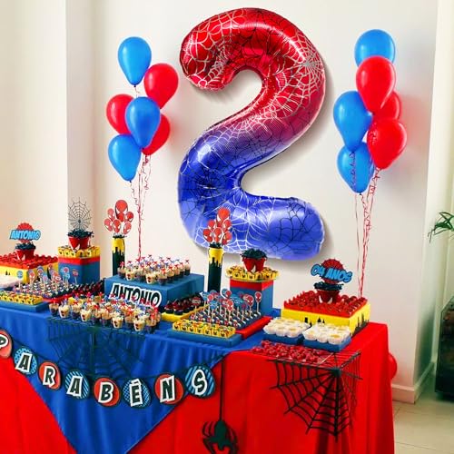 40 Inch Giant Spider Web Number Foil Balloon for Birthday Party Decorations