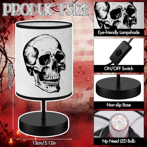Halloween Gothic Table Lamp with Spooky Patterns - 11x5 Inches, Dimmable Night Light Decor