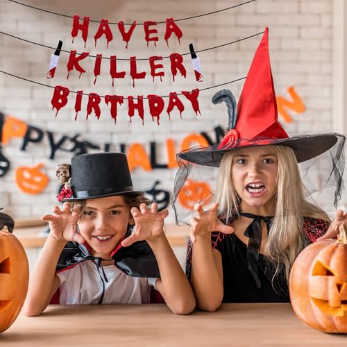 Halloween Birthday Banner Horror Movie Decorations - Scary Party Decor