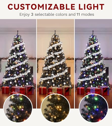 Black Prelit Christmas Tree with Remote Control - 7.5ft Halloween & Holiday Decor Variation