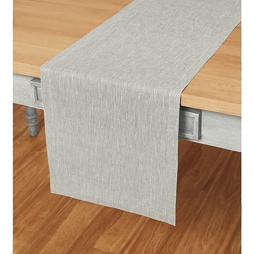 Pure Linen Table Runner Oyster Grey 14 x 90 in - Athena by Solino Home