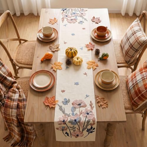 3D Chain Embroidery Table Runner 13x72 Inch - Durable Home Decor