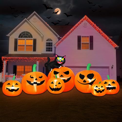 8FT Halloween Inflatable Pumpkin with Cat & LED Lights - Outdoor Yard Decoration - Variation of This Listing