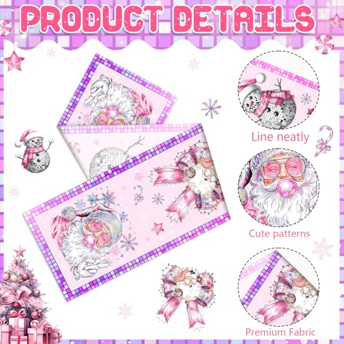 Disco Ball Christmas Table Runner - Santa Claus Bow Holiday Decor